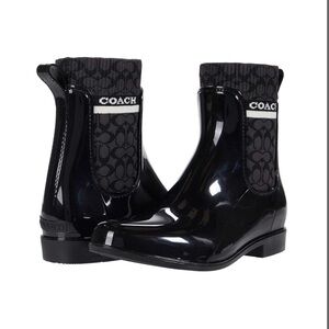 Coach Rivington Rain Bootie Black Rubber 6 B (M) Brand New